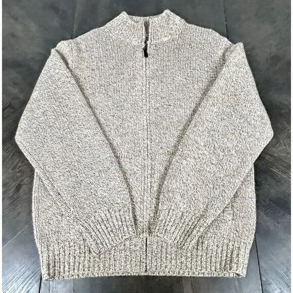 L.L Bean Men's M Heavyweight 100% Lambs Wool Sweater Jacket Beige Oatmeal - Picture 5 of 11